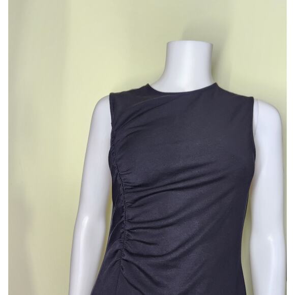 J. Crew 365 Ponte Ruched Dress Size 4 Black Pencil Midi Luxury Career Wear - Picture 3 of 11